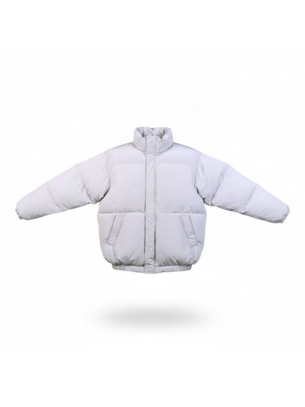 Essentials Fear Of God Mens Gray Puffer Jacket Winter Warm Sz L